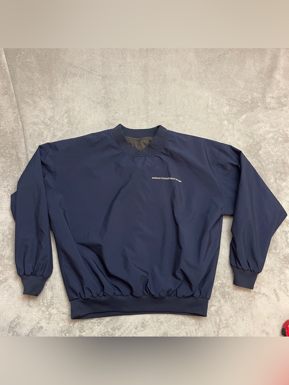 Vintage Roche Golf Windbreaker Jacket Mens M Made in USA Navy Plaid Morgan Stanl